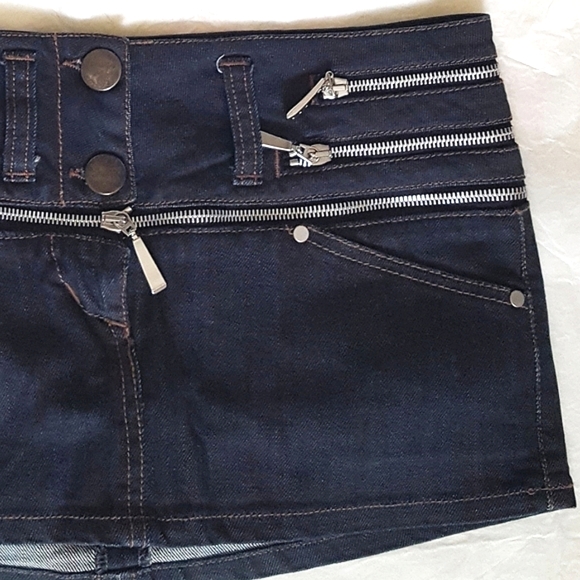 Italian Biker Skort💙90's Blue Denim Mini Skort💙 Heans Short-Skirt - Picture 5 of 15